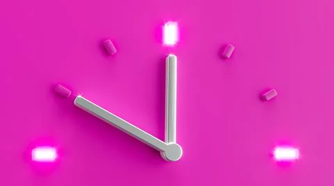 Pink 3d Clock Time 11:50 o Clock pm am Illustrazione stock