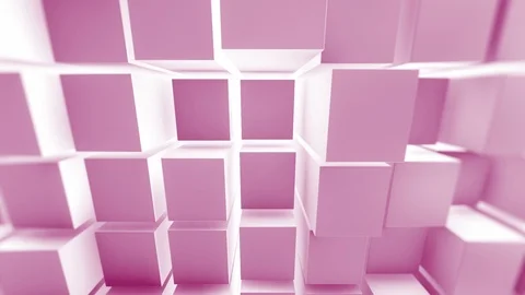 Pink 3D cubes.  Animation with camera panning up Stock Footage 106774642