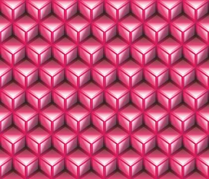 Pink 3d cubes contour abstract geometrical seamless pattern background Stock Illustration