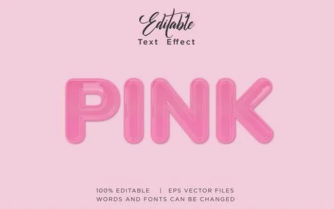 Pink 3D Editable Text Effect Vector Design Stock Illustration
