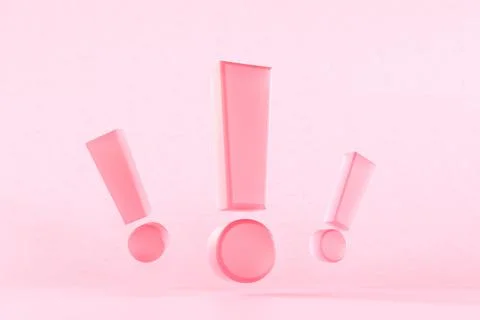 Pink 3D exclamation marks levitating Illustrazione stock
