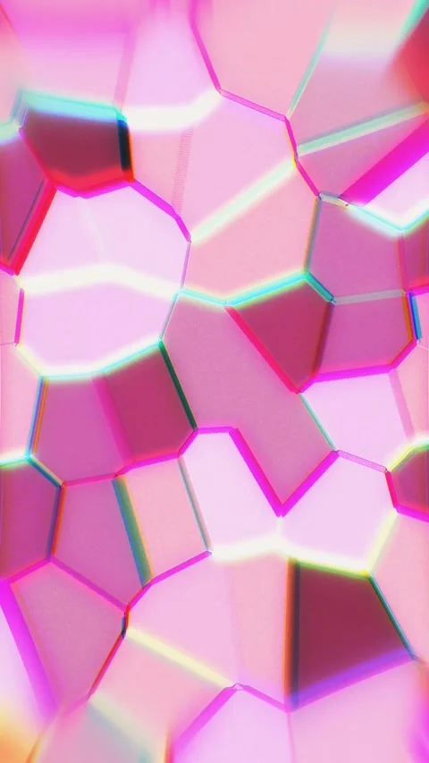 Pink 3D Fractured Cell Pattern Chromatic Aberration Vídeo Stock 341965292