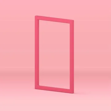 Pink 3d frame simple vertical rectangle decor element showcase design realist Stock Illustration