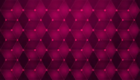 Pink 3d geometric cube pattern with glowing dots. イラスト素材