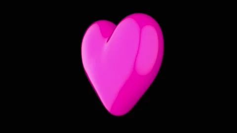 Pink 3D Heart Rotating Loop With Alpha Matte Stock Footage 231161835