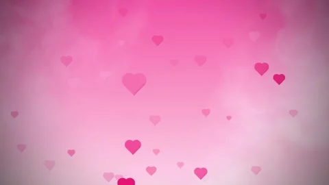 Pink 3d hearts flying upward in a soft cloudy romantic background Stock Footage 334339868