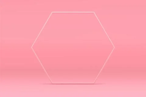 Pink 3d hexagonal frame elegant border mock up for cosmetic product show pr.. Stockillustratie