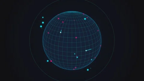 Pink 3D Holographic Globe Quantum Network HUD Motion Graphic Loop Stock Footage 341666973