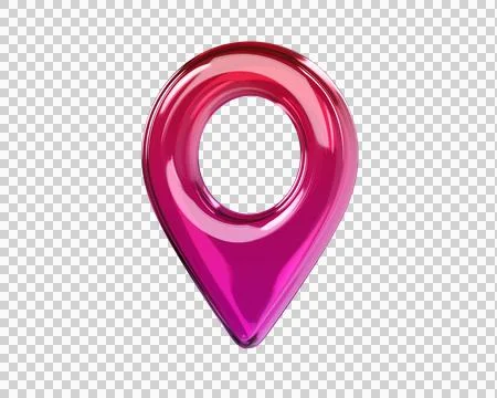 Pink 3D map location pin icon Stock Illustration