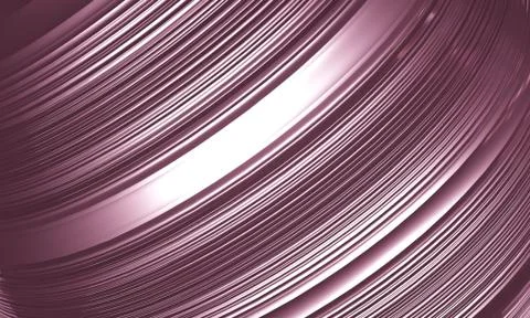 Pink, 3D, metallic texture or background with a curved striped pattern Stock Illustration