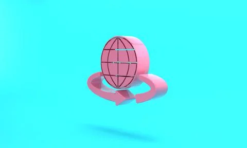 Pink 3d modeling icon isolated on turquoise blue background. Augmented realit 스톡 일러스트
