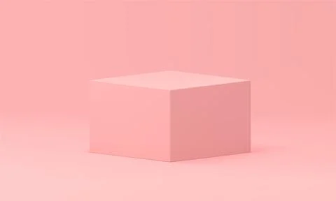 Pink 3d pedestal rectangular box geometric angular form platform construction Ilustração Stock