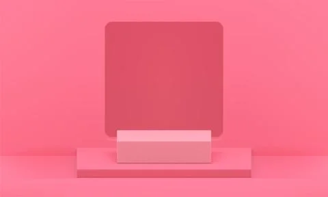 Pink 3d pedestal squared stage wall hole empty space for product promo pres.. Ilustración de archivo