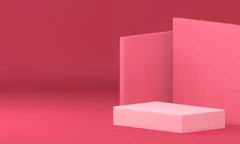 Pink 3d podium pedestal rectangle platform mock up cosmetic product show real Illustrazione stock
