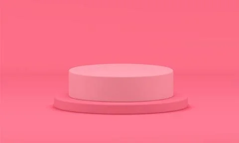 Pink 3d podium round steps platform event celebration basic foundation studio Stock Illustration