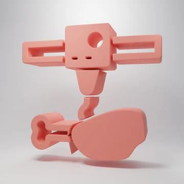 Pink 3D printer chicken leg icon isolated on pink background. 3d printing. .. Stock Illustration