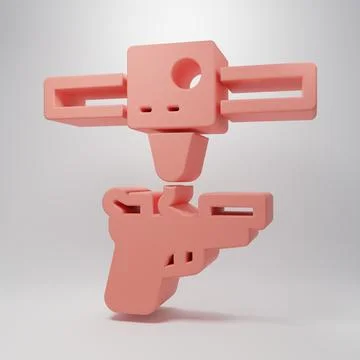 Pink 3D printer gun icon isolated on pink background. 3d printing. Minimali.. Stock Illustration