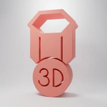 Pink 3D printer icon isolated on pink background. 3d printing. Minimalism c.. イラスト素材