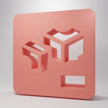 Pink 3D printer icon isolated on pink background. 3d printing. Minimalism c.. Illustrazione stock