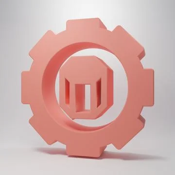 Pink 3D printer setting icon isolated on pink background. 3d printing. Mini.. 库存插图