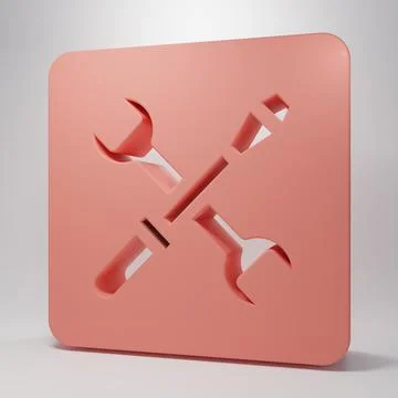 Pink 3D printer setting icon isolated on pink background. 3d printing. Mini.. Stock Illustration