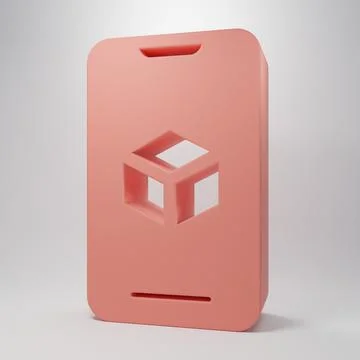 Pink 3D printer software icon isolated on pink background. 3d printing. Min.. Stock Illustration