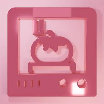 Pink 3D printing technology icon isolated on pink background. Minimalism co.. Stock Illustration