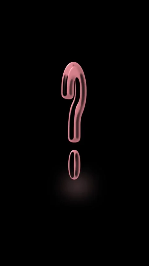 Pink 3D question mark with soft glow on black. Pink 3D question mark symbol.. Stockbeeldmateriaal 345962549