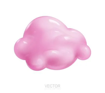 Pink 3d realistic clouds set isolated on a white background. Render plastic c Illustrazione stock