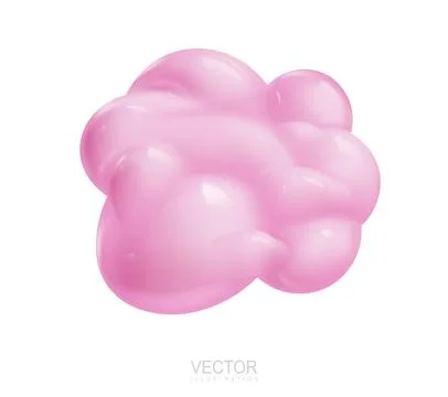 Pink 3d realistic clouds set isolated on a white background. Render plastic.. Stock Illustration