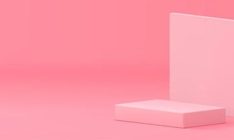 Pink 3d rectangle podium pedestal with wall background for promo realistic ve Stock Illustration