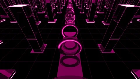 Pink 3d render abstract geometric modern city background tunnel Video stock 108587558