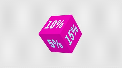 Pink 3d square with discounts of five ten fifteen twenty five percent. Alpha  Stock Footage 157837214