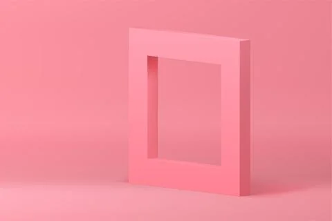Pink 3d squared frame elegant modern stand mock up for cosmetic product sho.. Stock Illustration