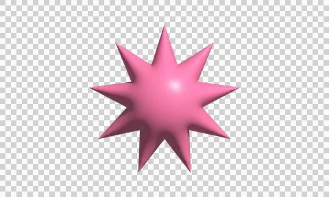 Pink 3D star shape isolated on white. Abstract geometric polygon with sharp.. Stock Illustration