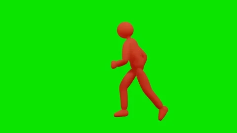 Pink 3d stylized man running on green background in place. 3d render looped anim Stock Footage 297685931