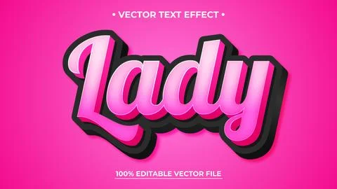 Pink 3D Text Effect Design for the Word Lady Illustrazione stock