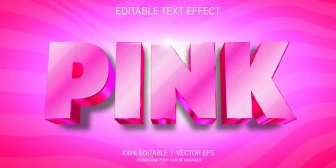 Pink 3d vector text effect with modern style design Stock Illustration