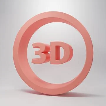 Pink 3D word icon isolated on pink background. Minimalism concept. 3D rende.. Stock Illustration