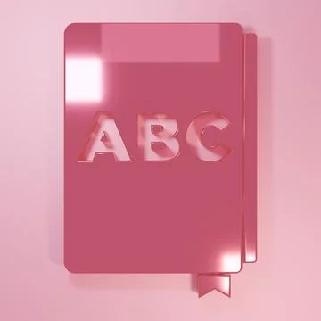 Pink ABC book icon isolated on pink background. Dictionary book sign. Alpha.. Stockillustratie