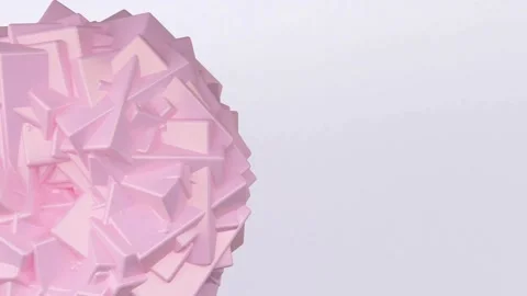 Pink abstract 3D geometric shape rotating on white background Stock Footage 333113935