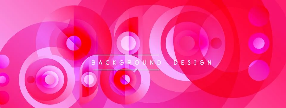 Pink abstract background. Concentric circles, gradients, bubbles create dynam Stock Illustration