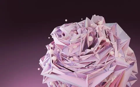 Pink abstract background rose shaped 3D rendered graphic illustration, liqu.. Stock Illustration