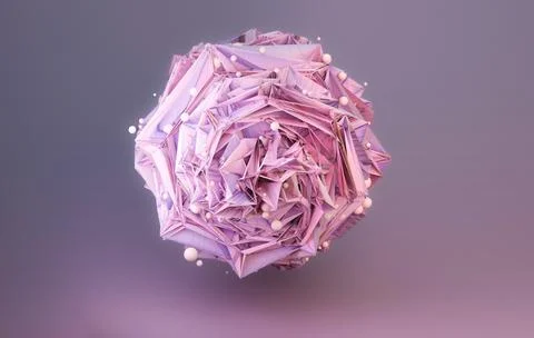 Pink abstract background rose shaped 3D rendered graphic illustration, liqu.. Stock Illustration