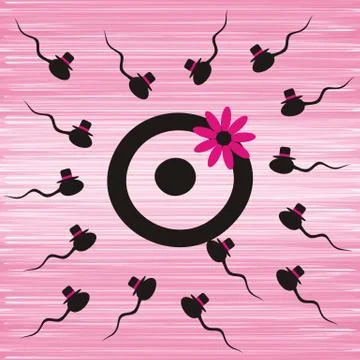 Pink abstract background with sperms and egg イラスト素材