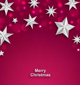 Pink Abstract Celebration Background with Silver Stars for Merry Christmas Stock Illustration