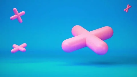 Pink abstract crosses floating on blue background motion graphic. Stock Footage 342356037