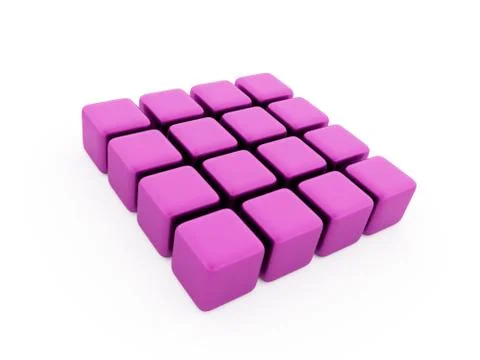 Pink abstract cubes background rendered isolated Stock Illustration
