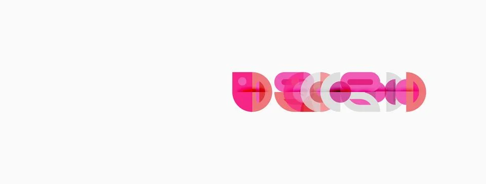 Pink abstract design features overlapping shapes. Minimalist composition, s.. Illustrazione stock