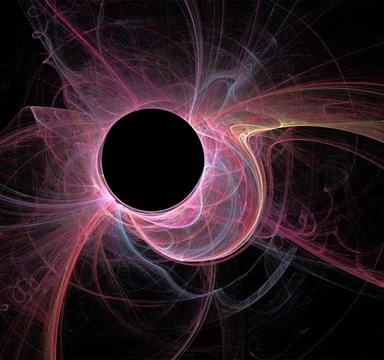 Pink abstract fractal pattern on black background, wallpaper, design Stock Illustration